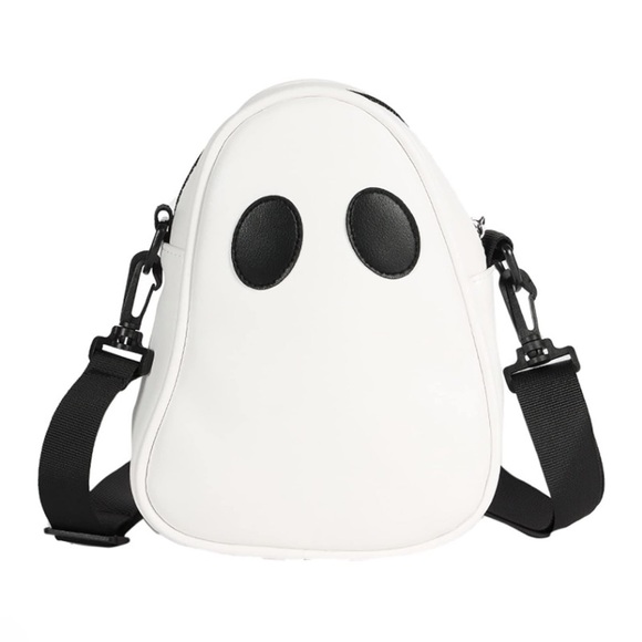 👻NEW Ghost Crossbody Bag White & Black Cute Novelty Horror Goth Spooky - Picture 2 of 4